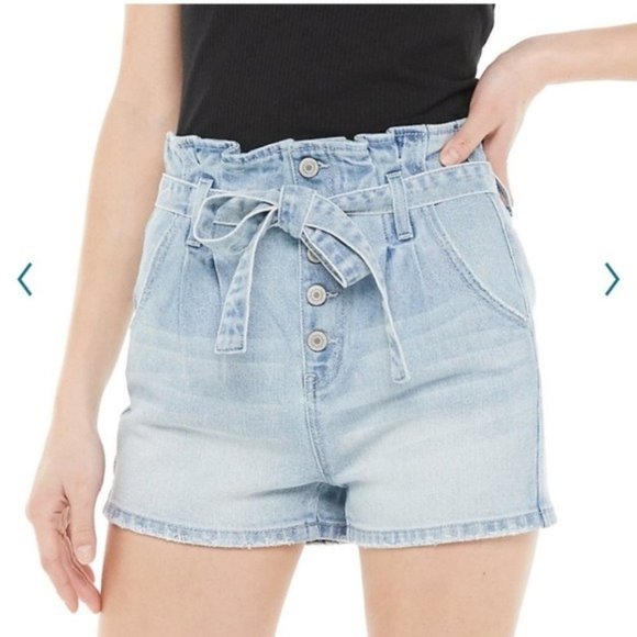 SO Denim Paperbag Waist Mom Shorts - Picture 1 of 10